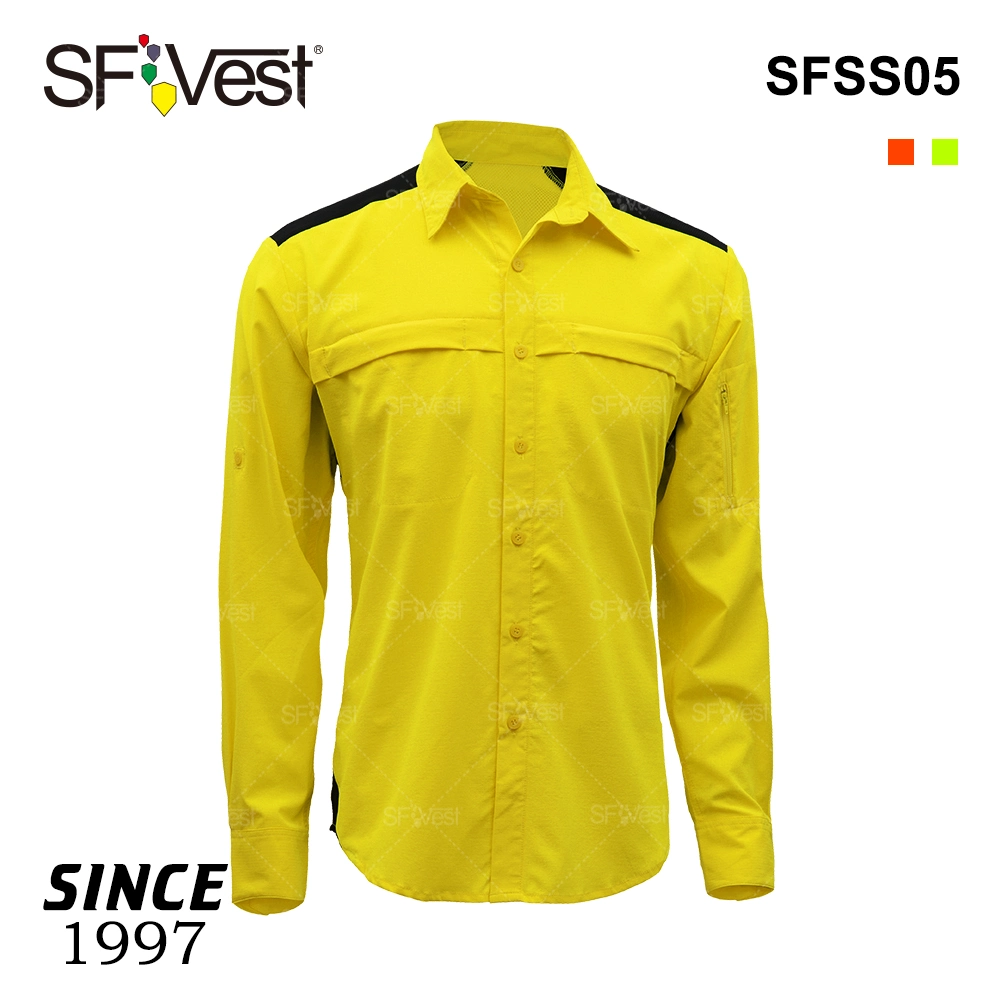 Breathable Hi Viz Safety Work Shirts PPE Security Workers Wear Uniform